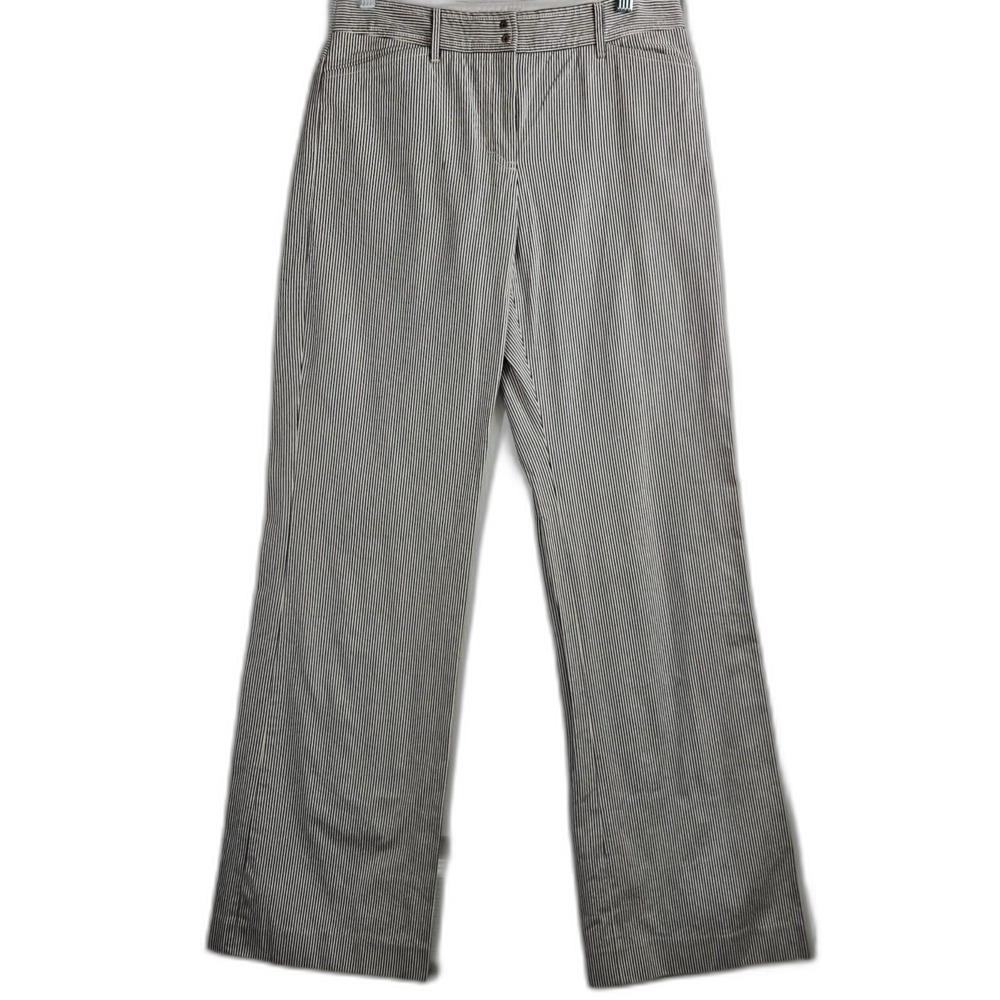 J. Crew Women's Wide Leg Pinstripe Pants in Gray and White